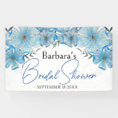 Banderoles Elégante Fête des mariées d'aquarelle bleu chic (Horizontal)