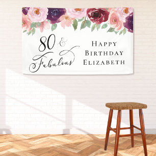 Banderoles Elégante fête florale 80e anniversaire