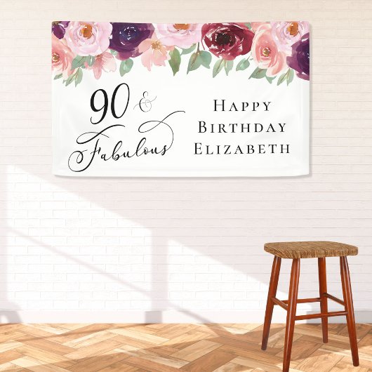 Banderoles Elégante fête florale 90e anniversaire