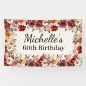 Banderoles Élégante Fleur Aquarelle Automnale 60e Anniversair (Horizontal)