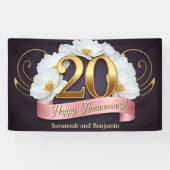 Banderoles Élégante Fleurs blanches 20e anniversaire de Maria (Horizontal)