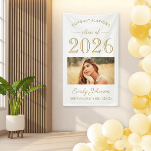 Banderoles Élégante Gold Class de 2026 Photo Diplômé