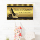 Banderoles Elégante Gold High Heel fête d'anniversaire (En situation)