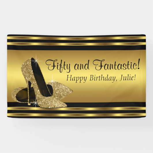 Banderoles Elégante Gold High Heel fête d'anniversaire (Horizontal)