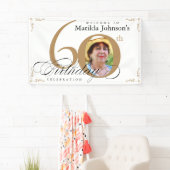 Banderoles Elégante Gold White Calligraphie Photo 60e anniver (En situation)