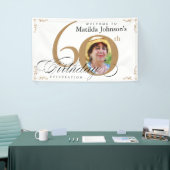 Banderoles Elégante Gold White Calligraphie Photo 60e anniver (Salon professionnel)