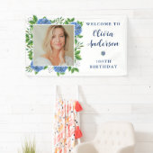 Banderoles Elégante Hydrangea Photo 100e fête d'anniversaire (En situation)