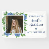 Banderoles Elégante Hydrangea Photo personnalisée 18e fête d' (Horizontal)