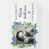 Banderoles Elégante Hydrangea Photo personnalisée 50e fête d' (Vertical)