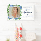 Banderoles Elégante Hydrangea Photo personnalisée 90e fête d' (En situation)