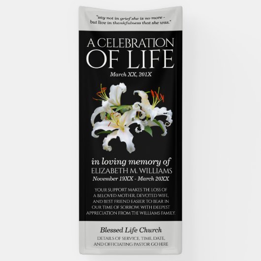 Banderoles Élégante Lys orientaux blancs Célébration de la vi (Vertical)