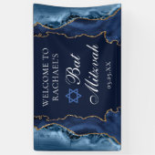 Banderoles Elégante Marine Blue Gold Agate Bat mitzvah Party (Vertical)