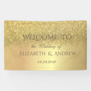 Banderoles Élégante Parties scintillant or Bokeh Mariage bann