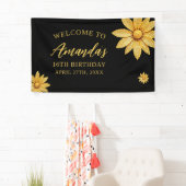 Banderoles Elégante Parties scintillant or Flower Sweet 16 An (En situation)