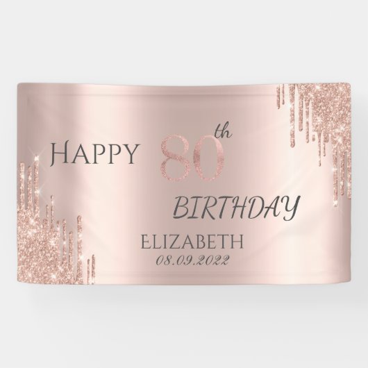 Banderoles Elégante Parties scintillant Rose Gold Drips 80e a (Horizontal)