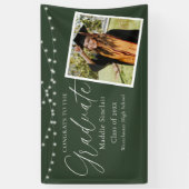 Banderoles Élégante photo verte Florale Graduation (Vertical)