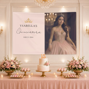 Banderoles Élégante Rose Gold Quinceañera Photo