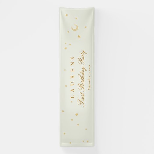 Banderoles élégante sauge vert étoiles fête d'anniversaire (Verticale)