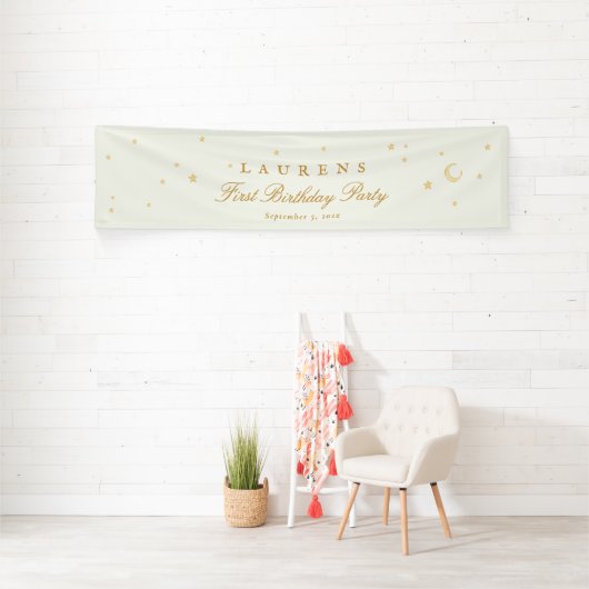 Banderoles élégante sauge vert étoiles fête d'anniversaire (Insitu)