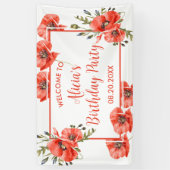 Banderoles Elégante verdure de pavot rouge Cinquante Annivers (Vertical)