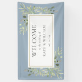 Banderoles Elégante verdure Dusty Blue Mariage Accueil (Vertical)