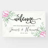 Banderoles Elégante verdure Rose Minimal Gold Wedding Party (Horizontal)