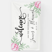 Banderoles Elégante verdure Rose Minimal Gold Wedding Party (Vertical)