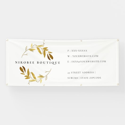 Banderoles Élégante Wreath Gold Foliing Wreath Business Store (Horizontal)
