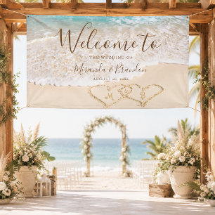 Banderoles Élégantes Vagues de l'Océan Bleu Mariage Tropical