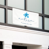 Banderoles élément de puzzle bleu de sensibilisation à l'auti (Bâtiment extérieur)