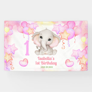 Banderoles Élément éléphant mignon couleur d'été Fille 1er an