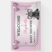 Banderoles Eléphant | Ballons | Baby shower rose fille points (Vertical)