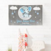 Banderoles Elephant Boy Backdrop Moon Stars Blue Name (En situation)