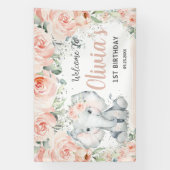 Banderoles Eléphant flou mignon 1er anniversaire fond (Verticale)