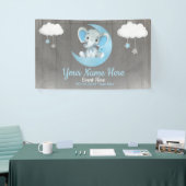 Banderoles Elephant Garçon arrière-plan Lune Étoiles bleu Nom (Salon professionnel)