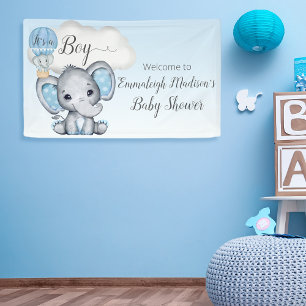 Banderoles Elephant Hot Air Balloon Baby Boy Douche Bienvenue
