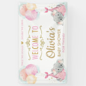 Banderoles Eléphant Jumeaux Filles Baby shower fond (Vertical)