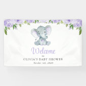 Banderoles Eléphant mignon, Fleurs violettes, Baby shower Bie (Horizontal)