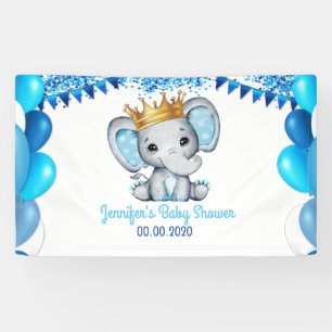 Banderoles Eléphant Royal avec Couronne Golden Banner Douche