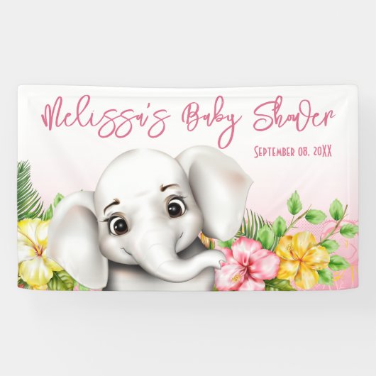 Banderoles Elephant Safari Tropical Jungle Baby shower (Horizontal)