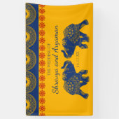 Banderoles Eléphants à thème indiens en Mariage bleu royal (Vertical)