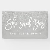 Banderoles Elle a dit oui douche nuptiale gris argent parties (Horizontal)