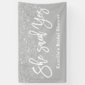 Banderoles Elle a dit oui douche nuptiale gris argent parties (Vertical)