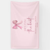 Banderoles Elle Noue Le Nœud Rose Mariage Shower (Vertical)