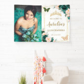Banderoles Emerald Blush Floral Quinceañera fond (Insitu)