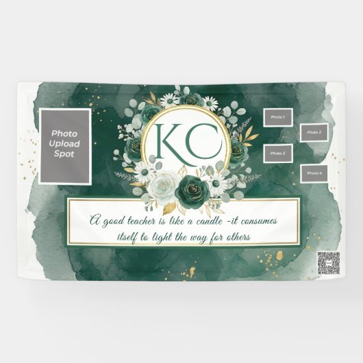 Banderoles Emerald Gold Teacher Appreciation Photo Banner (Horizontal)