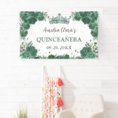 Banderoles Emerald Green Floral Bienvenue Quinceañera Context (En situation)