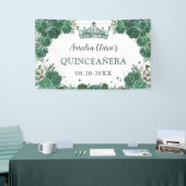 Banderoles Emerald Green Floral Bienvenue Quinceañera Context (Salon professionnel)