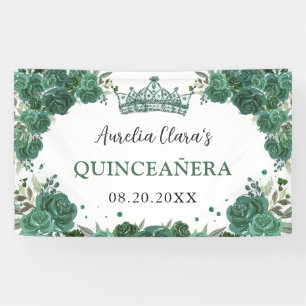 Banderoles Emerald Green Floral Bienvenue Quinceañera Context