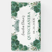 Banderoles Emerald Green Floral Bienvenue Quinceañera Context (Vertical)